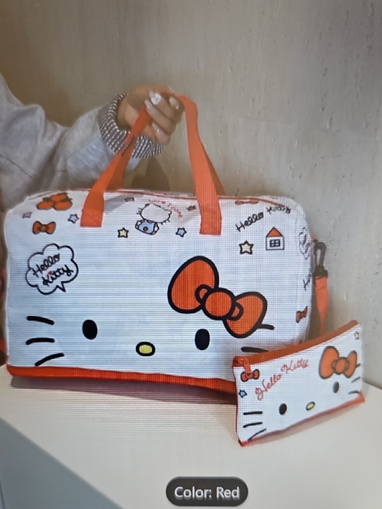 Sanrio Handbags - New Sanrio Genuine 2 Pcs Hello Kitty Foldable Duffle Bag and Pouch